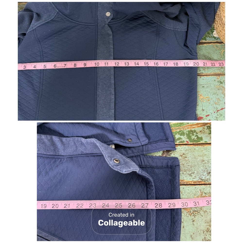 The North Face Caroluna Quilted Hooded Fleece Jacket Coat Blue Size L - Picture 13 of 15